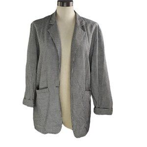 Cruise Blues Vintage Houndstooth Plaid Checkered Blazer Black White